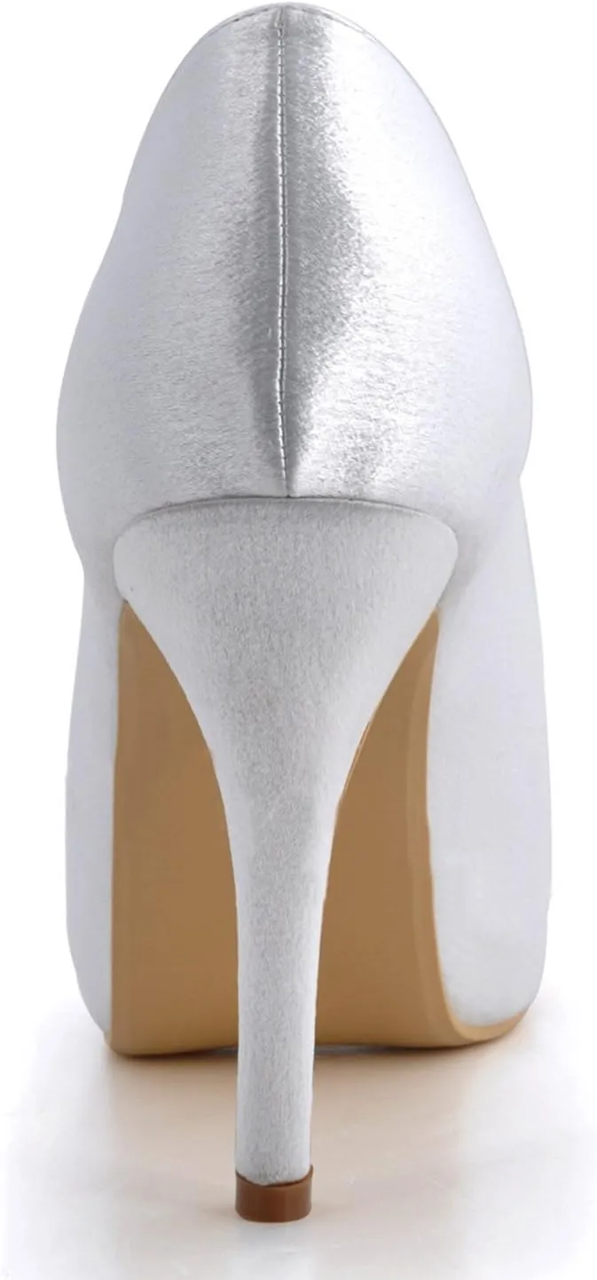 Minishion MZ618 Womens Peep Toe Stiletto Heel Slip on Bridal Wedding Satin Sandals Shoes