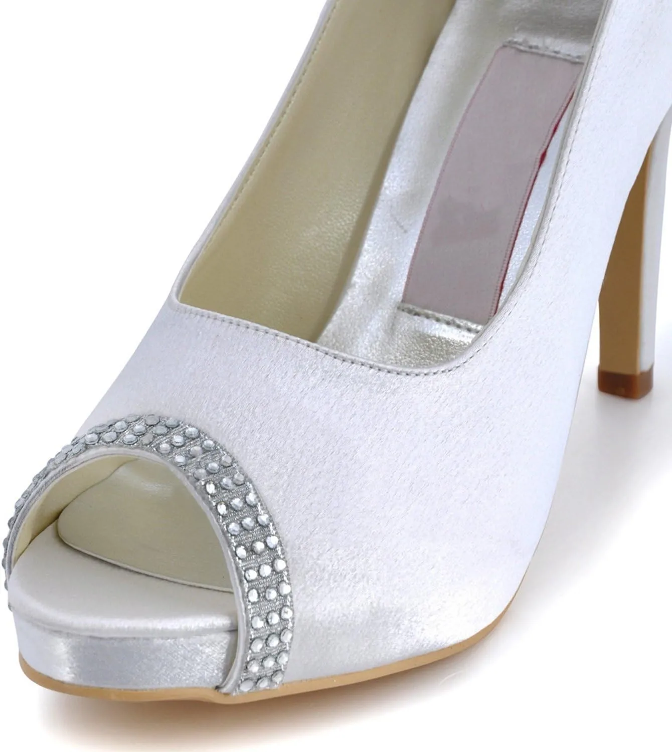 Minishion MZ618 Womens Peep Toe Stiletto Heel Slip on Bridal Wedding Satin Sandals Shoes