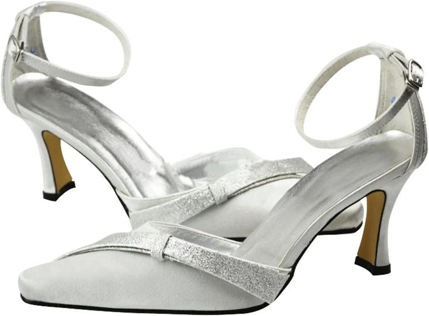 Minishion Pointed Toe Satin Wedding Shoes Ankle Strap Party Pumps for Female