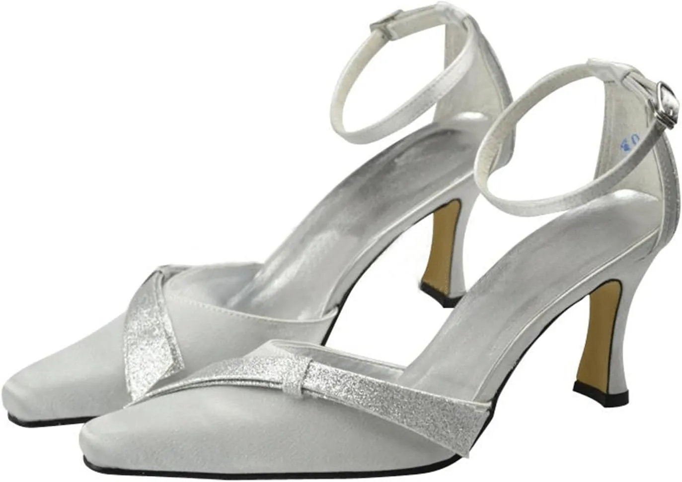 Minishion Pointed Toe Satin Wedding Shoes Ankle Strap Party Pumps for Female