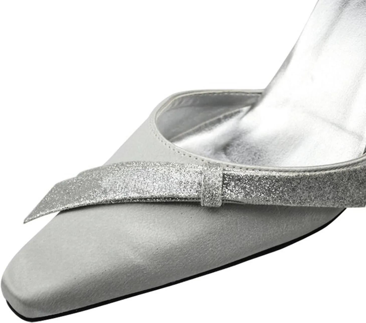 Minishion Pointed Toe Satin Wedding Shoes Ankle Strap Party Pumps for Female