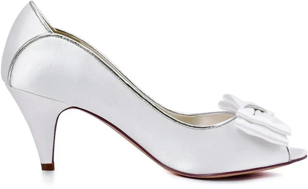 Minishion Women's Bows Peep Toe Satin Outdoor Wedding Sandals