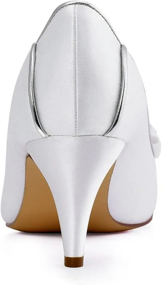 Minishion Women's Bows Peep Toe Satin Outdoor Wedding Sandals