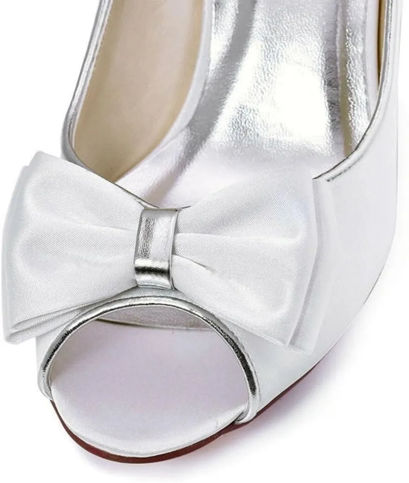 Minishion Women's Bows Peep Toe Satin Outdoor Wedding Sandals