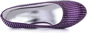 Minishion Women's Crystals Wedge Satin Wedding Party Prom Pumps