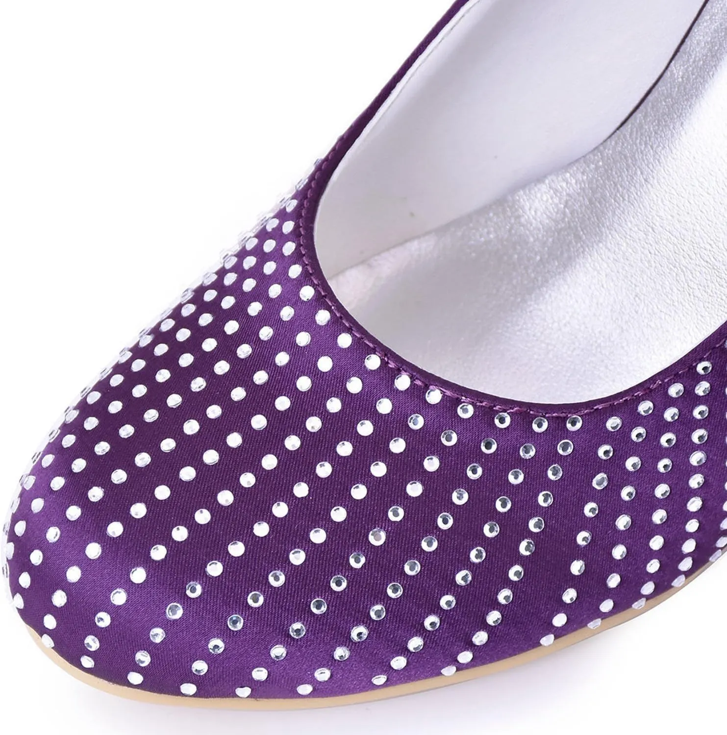 Minishion Women's Crystals Wedge Satin Wedding Party Prom Pumps