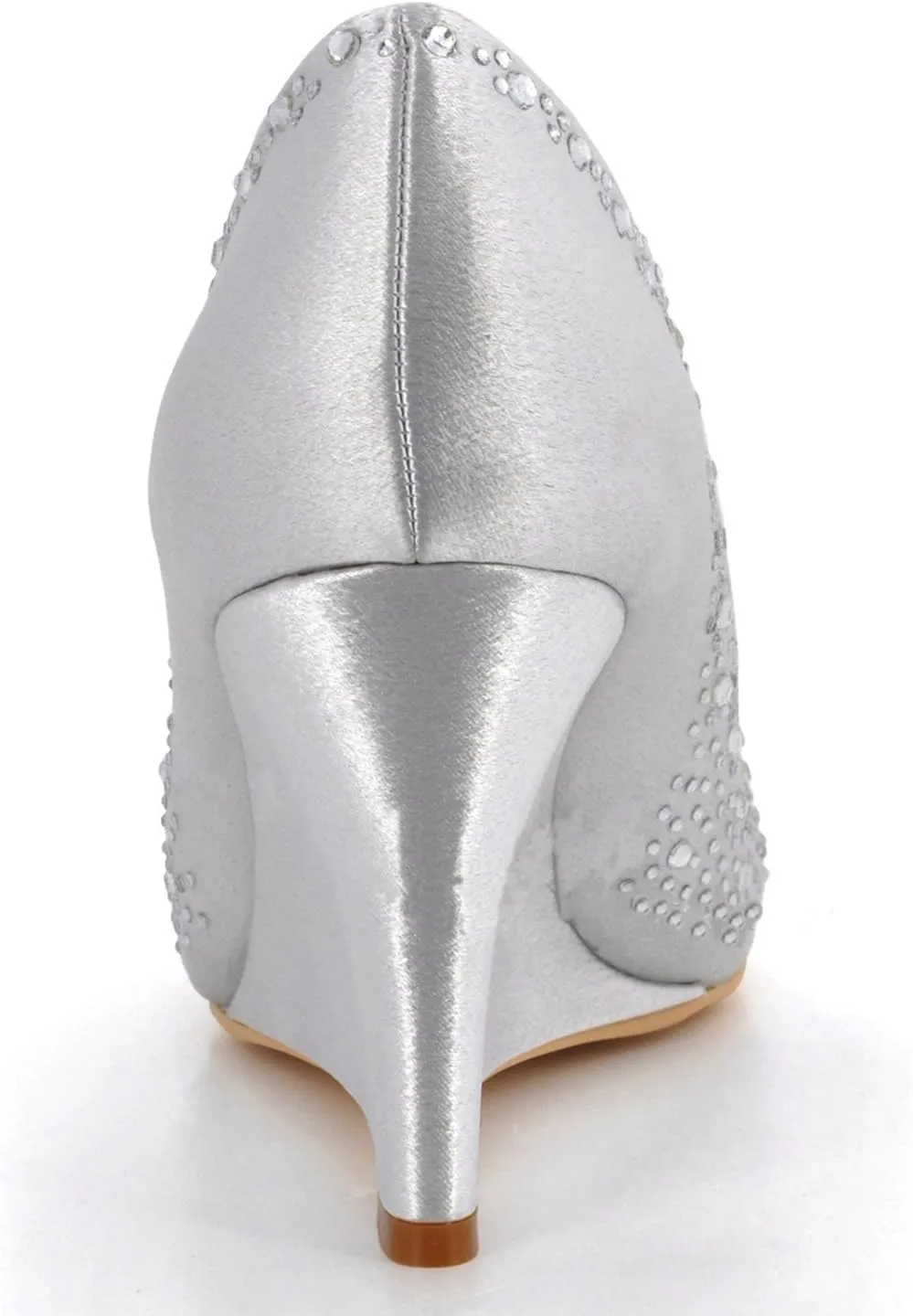 Minishion Women's Crystals Wedge Satin Wedding Party Prom Pumps