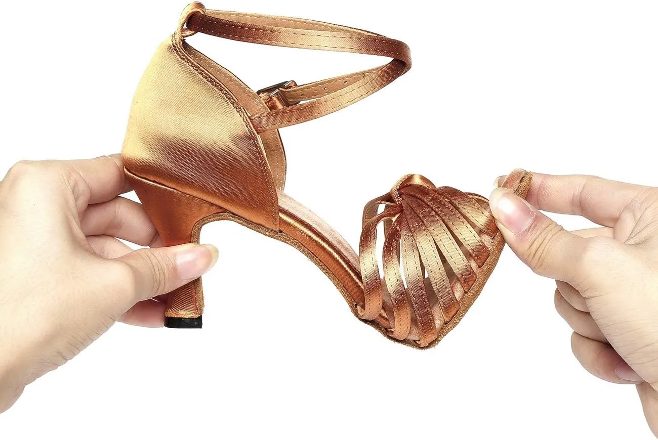 Minishion Women's Knot Bow 3" Flared Heel Ankle Strap Dance Shoes Wedding Party Sandals
