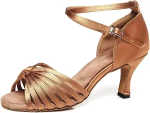 Minishion Women's Knot Bow 3" Flared Heel Ankle Strap Dance Shoes Wedding Party Sandals