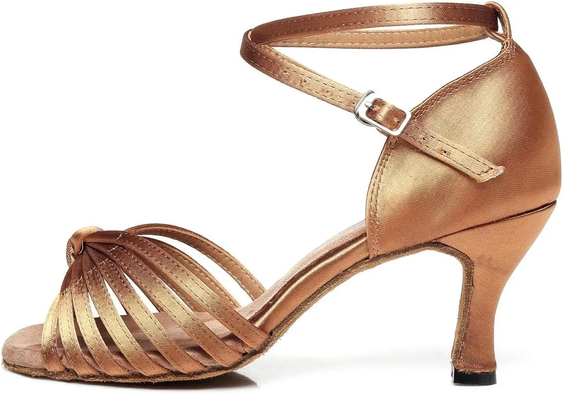 Minishion Women's Knot Bow 3" Flared Heel Ankle Strap Dance Shoes Wedding Party Sandals