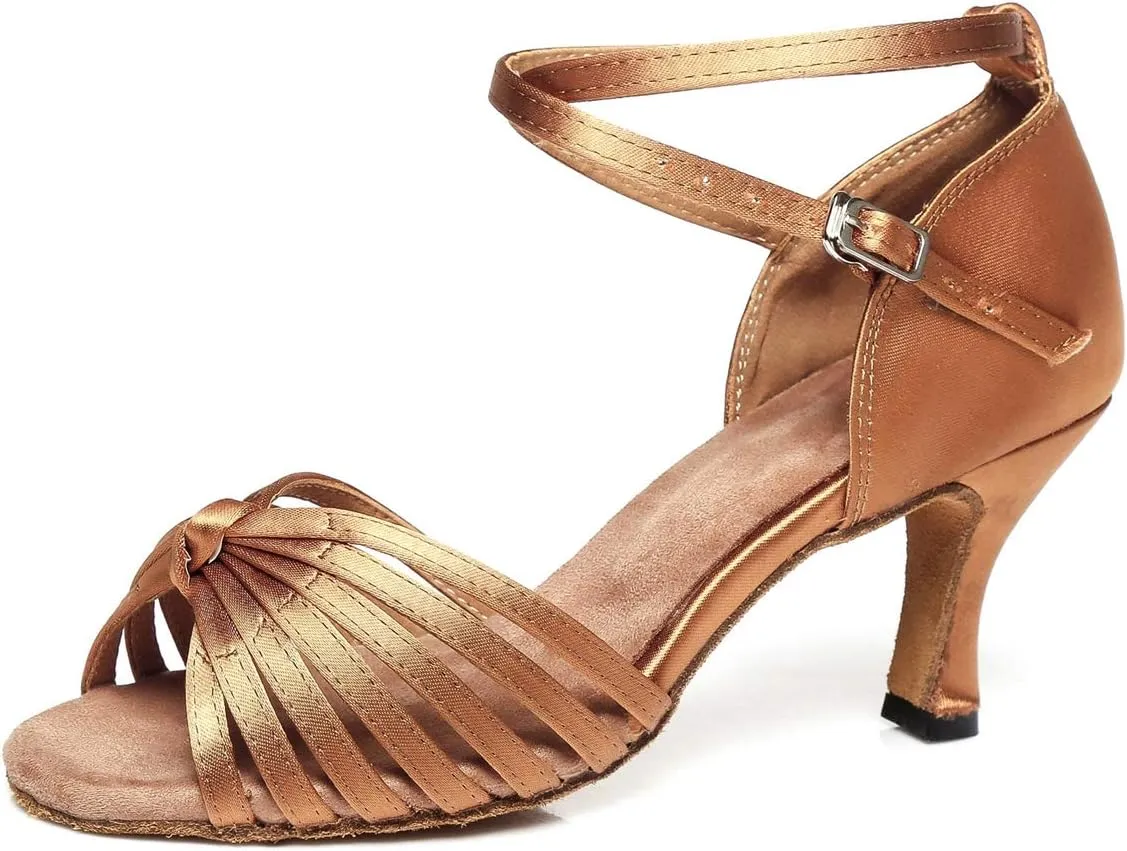 Minishion Women's Knot Bow 3" Flared Heel Ankle Strap Dance Shoes Wedding Party Sandals