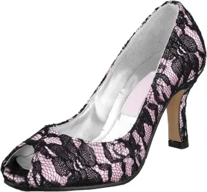 Minishion Womens Peep Toe High Heel Leopard Lace Bridal Shoes Sandals
