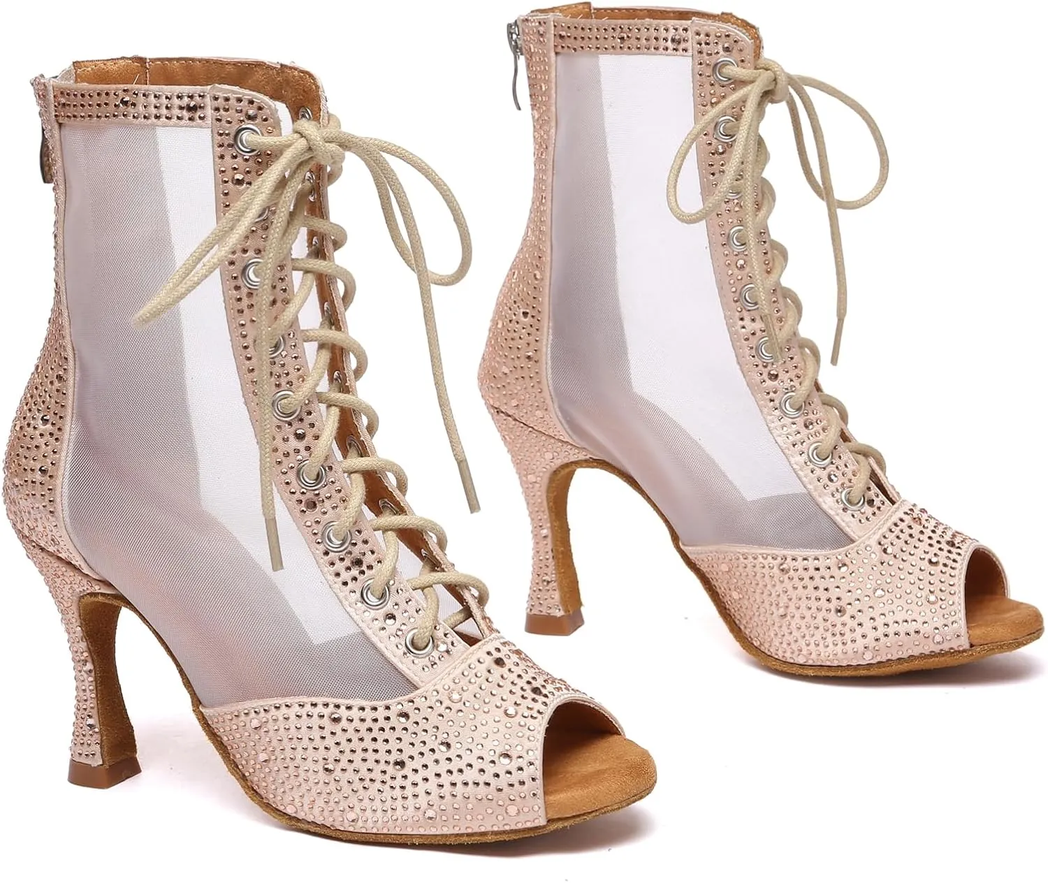 Minishion Womens Rhinestones Ballroom Dance Shoes Fashion Party Prom Ankle Boots