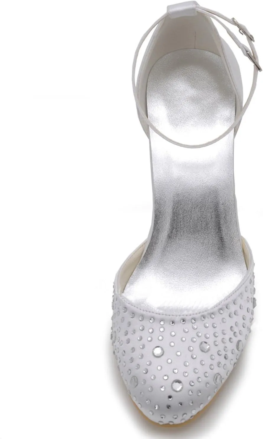Minishion Womens Sparkle Satin Evening Party Prom Bridal Wedding Shoes Pumps Sandals Flatfs