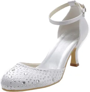Minishion Womens Sparkle Satin Evening Party Prom Bridal Wedding Shoes Pumps Sandals Flatfs