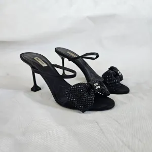 Miu Miu Satin crystal bow sandals. 41