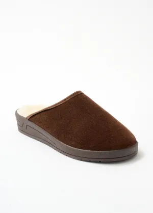 Mixed comfort width mule in fur-lined leather