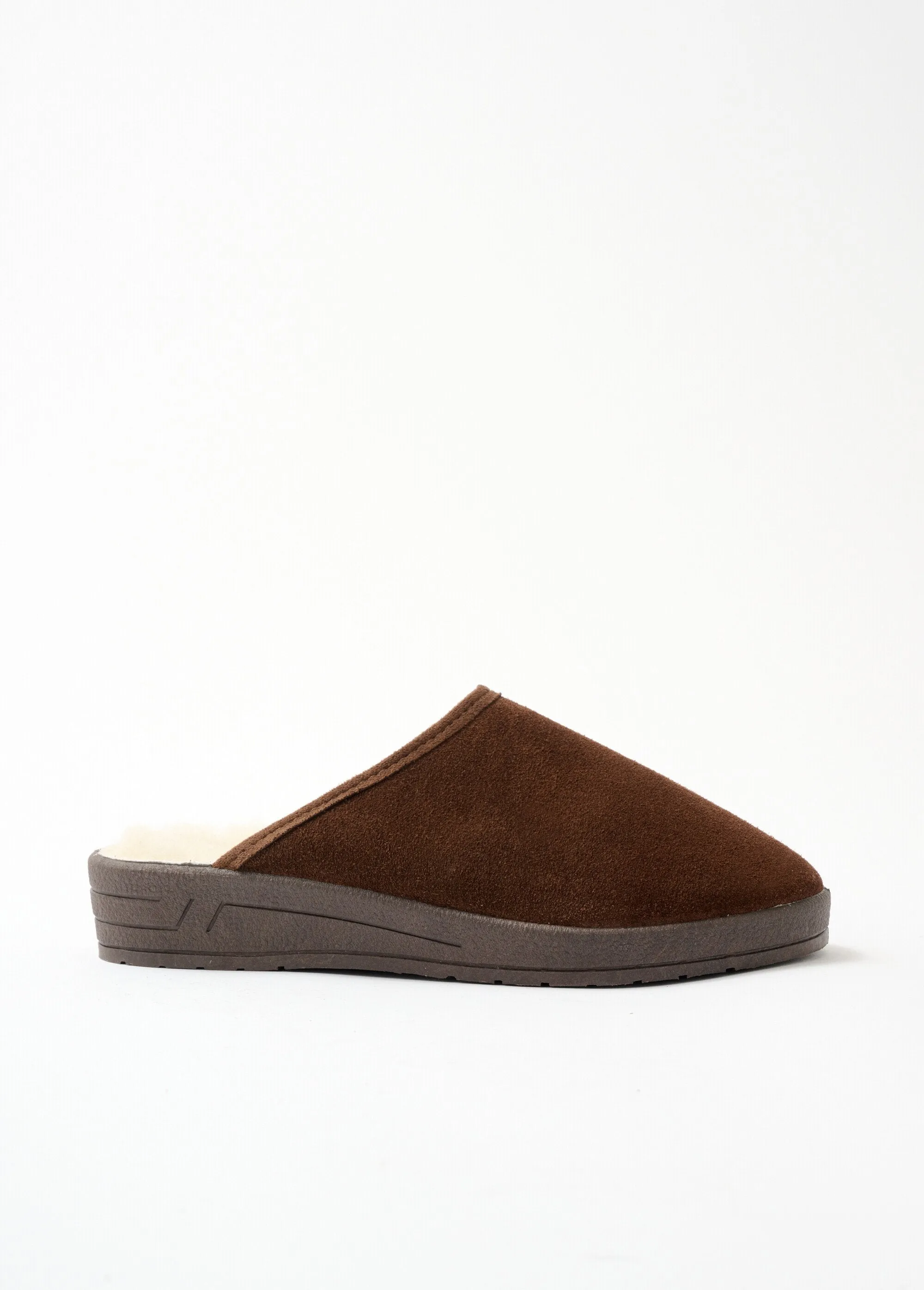 Mixed comfort width mule in fur-lined leather