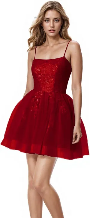 MllesReve Tulle Homecoming Dresses Teens Lace Beaded Party Dress Juniors Short Prom Dresses