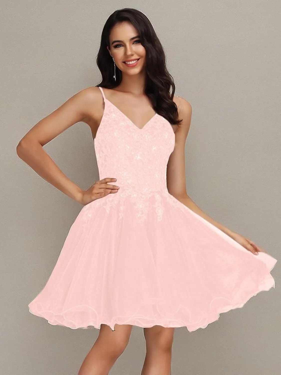 MllesReve Tulle Homecoming Dresses Teens Lace Beaded Party Dress Juniors Short Prom Dresses