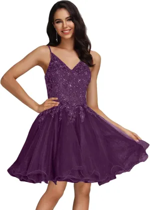 MllesReve Tulle Homecoming Dresses Teens Lace Beaded Party Dress Juniors Short Prom Dresses