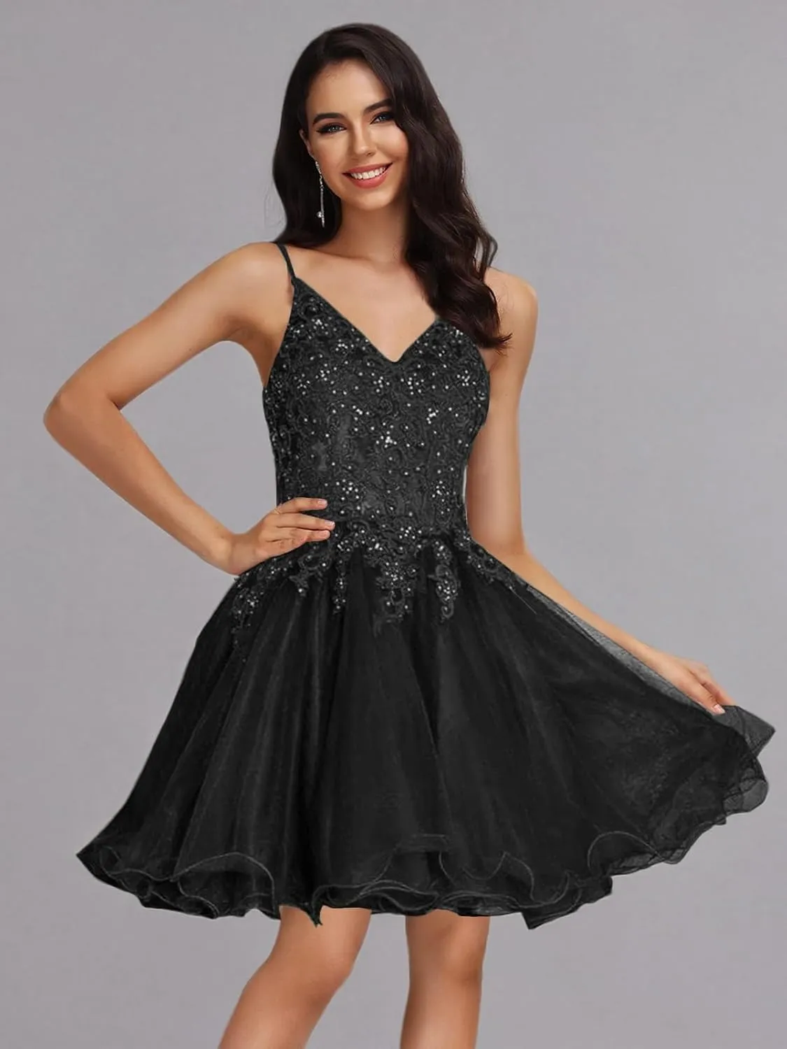 MllesReve Tulle Homecoming Dresses Teens Lace Beaded Party Dress Juniors Short Prom Dresses