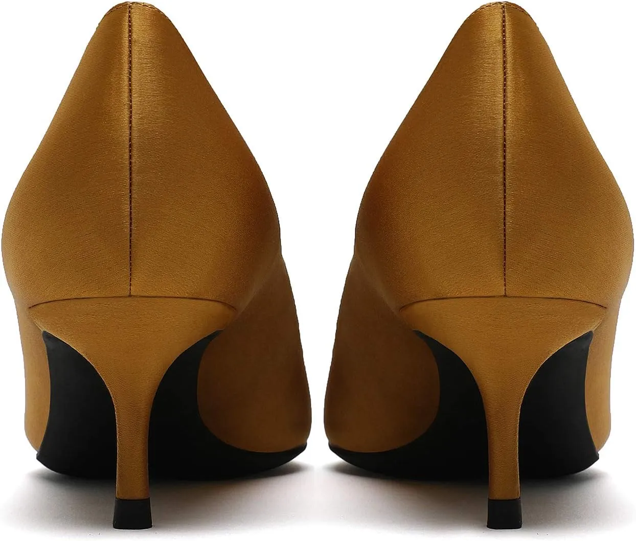 MOOMMO Kitten Heel Pumps Pointed Toe Satin Slip On 2 Inch Mid Heel Dress Shoes Classic Work Pumps for Office Ladies Wedding Bridal Party 4-13 M US