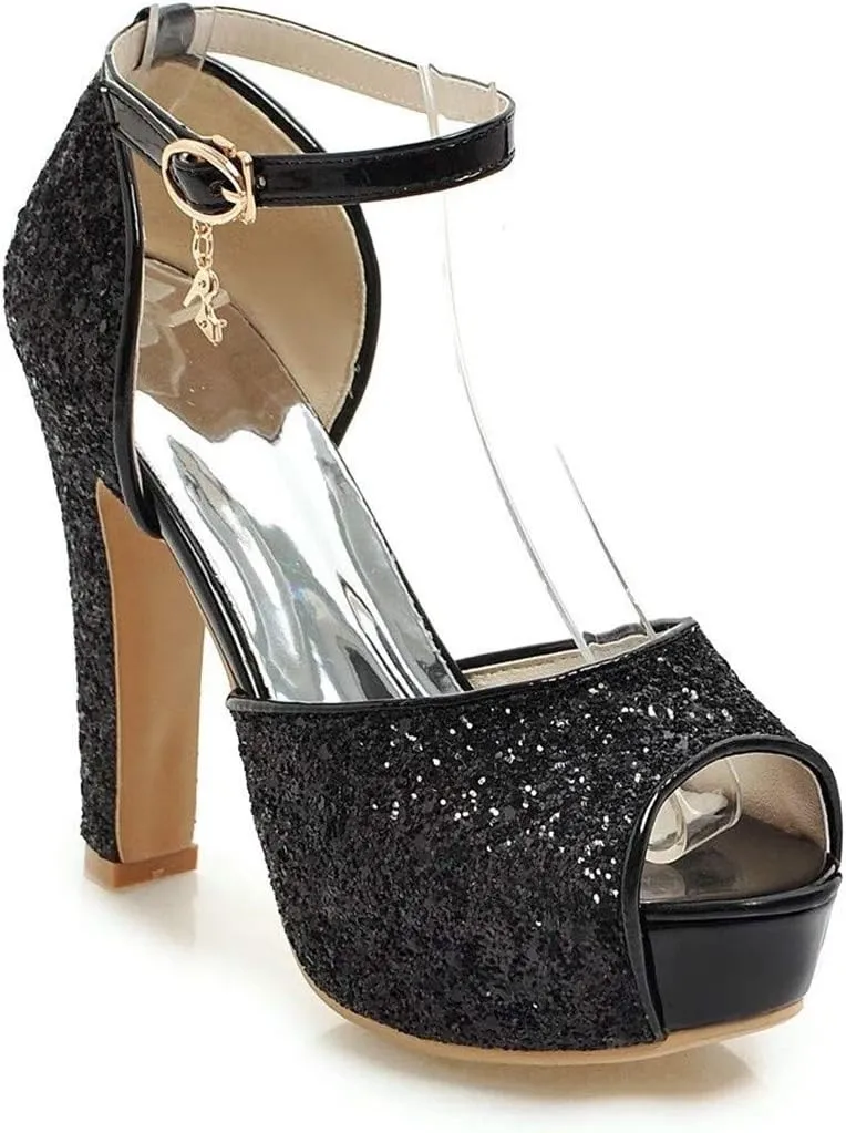 NUANXIN Sequin High Heel Sandals