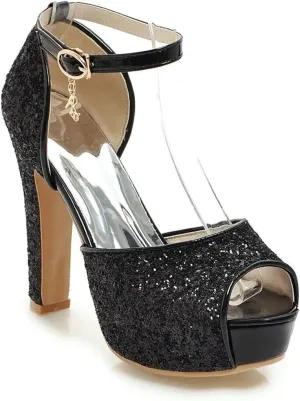 NUANXIN Sequin High Heel Sandals
