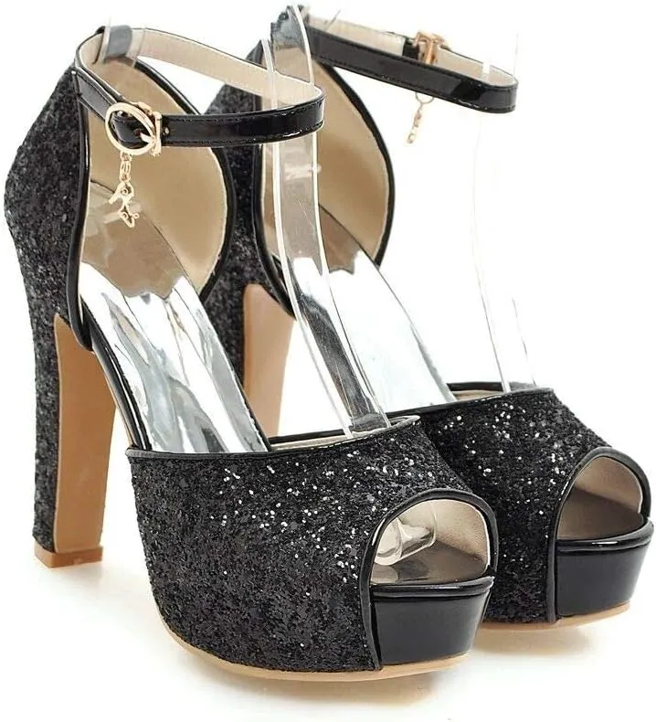 NUANXIN Sequin High Heel Sandals
