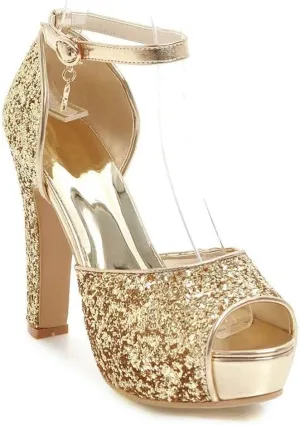 NUANXIN Sequin High Heel Sandals