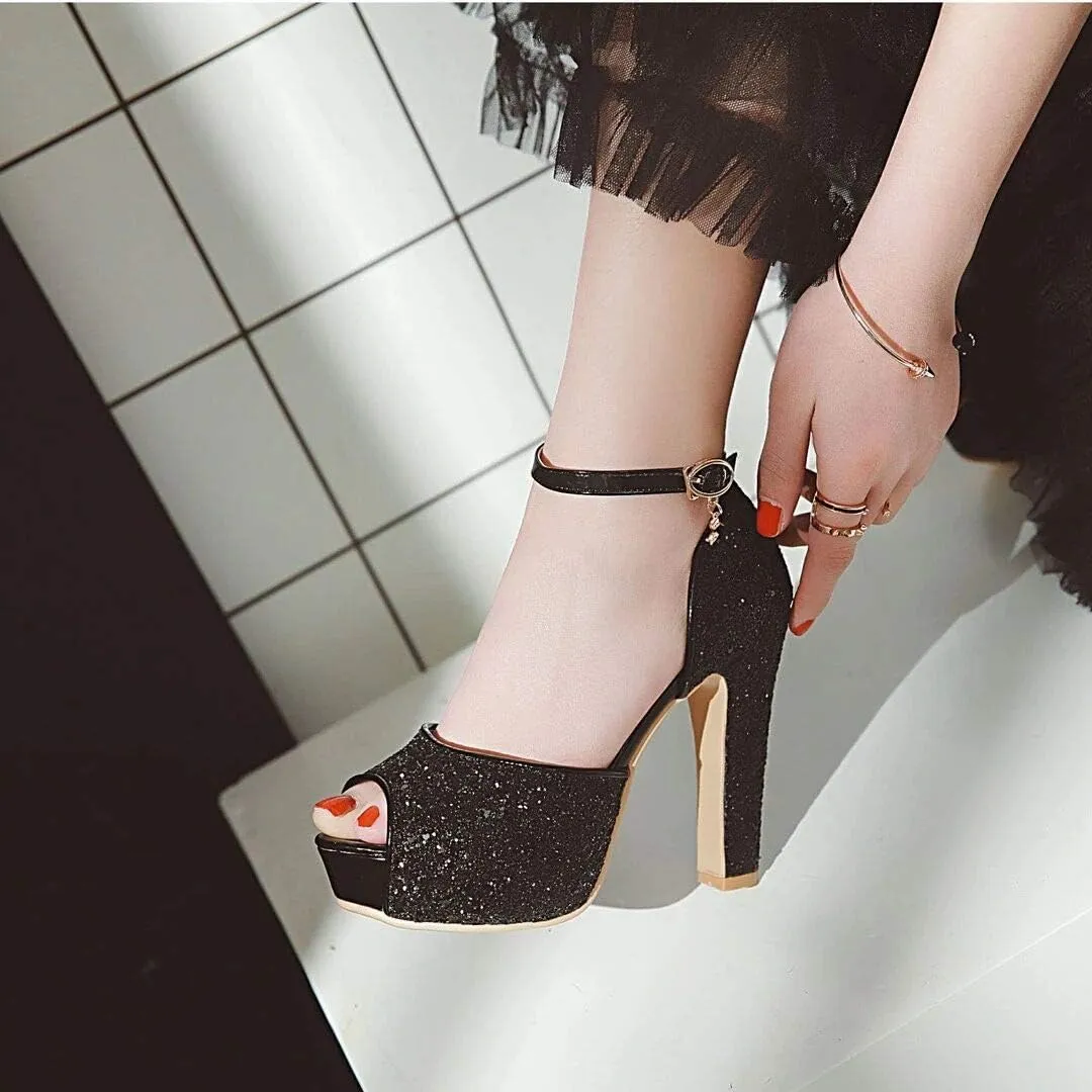 NUANXIN Sequin High Heel Sandals