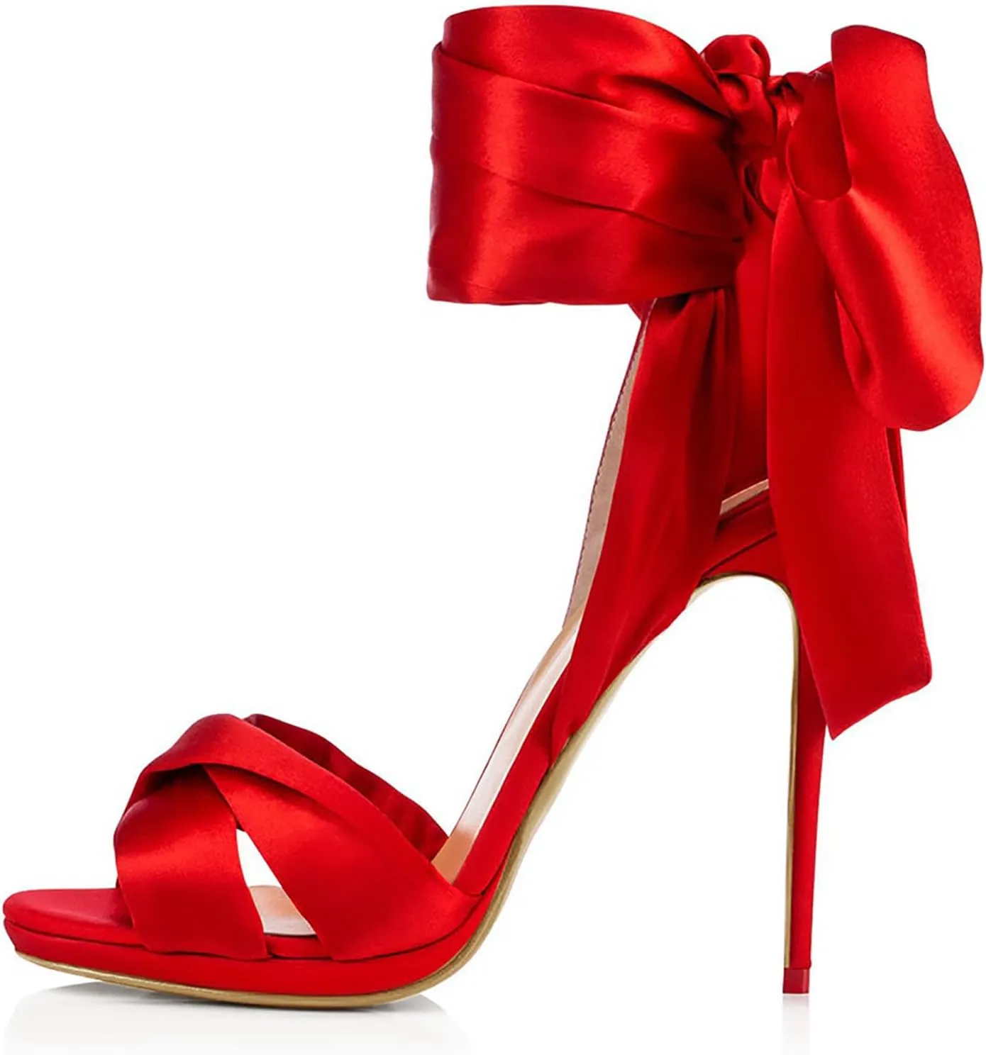 Open Toe High Heels Sandals for Womens Bows Straps Stiletto High Heel Party Sandals Satin Cloth Sexy Party Round Toe Pumps Shoes Classic Dress Sandals
