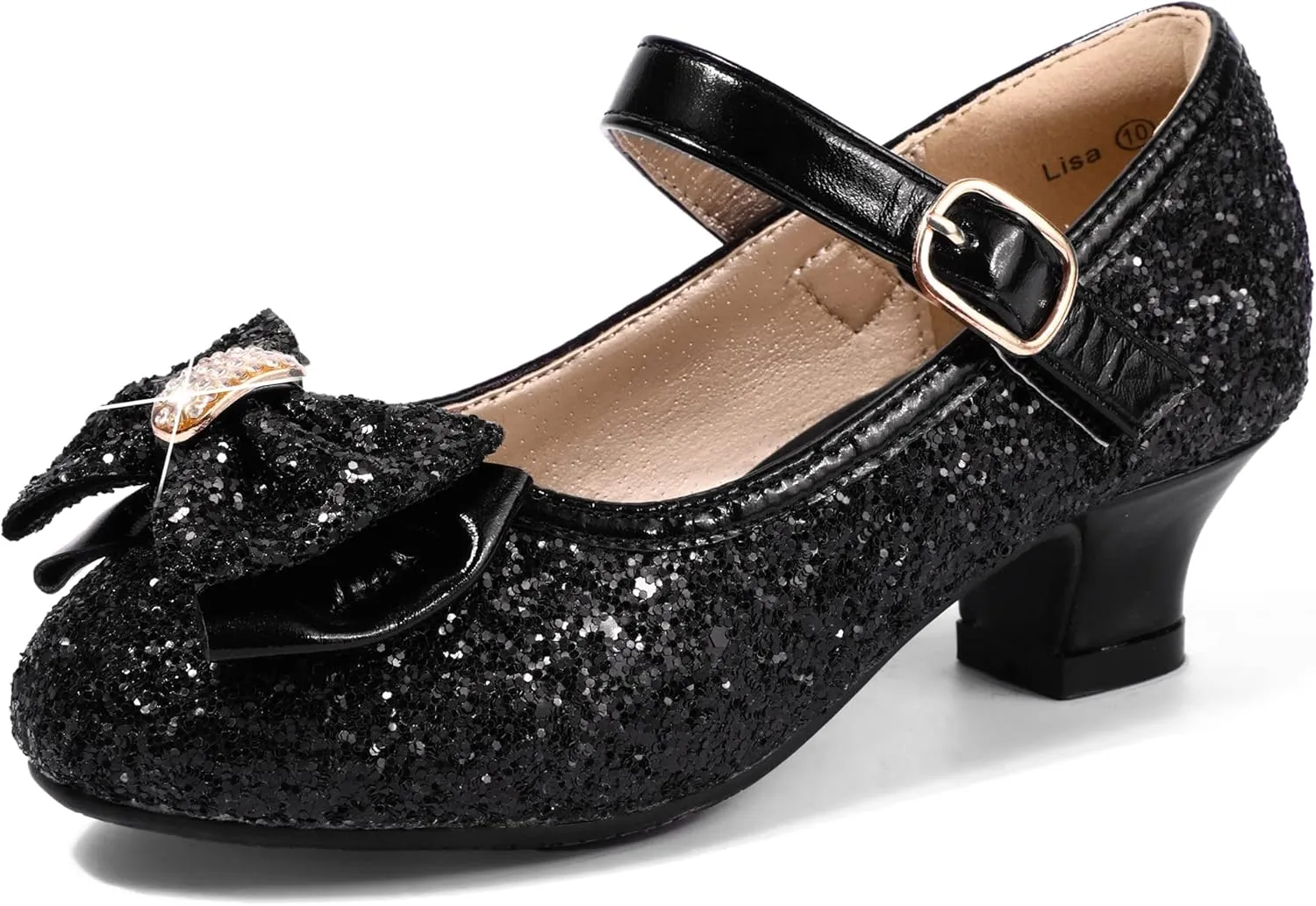 PANDANINJIA Girls Toddler/Little Kid Jada Dress Mary Jane Pumps Bow Low Heels Party Wedding Princess Shoes