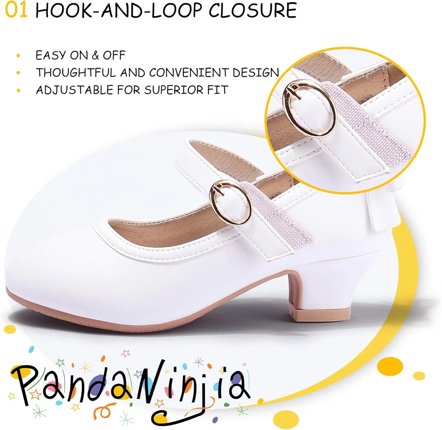 PANDANINJIA Girls Toddler/Little Kid Jada Dress Mary Jane Pumps Bow Low Heels Party Wedding Princess Shoes