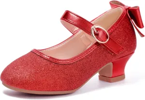 PANDANINJIA Girls Toddler/Little Kid Jada Dress Mary Jane Pumps Bow Low Heels Party Wedding Princess Shoes
