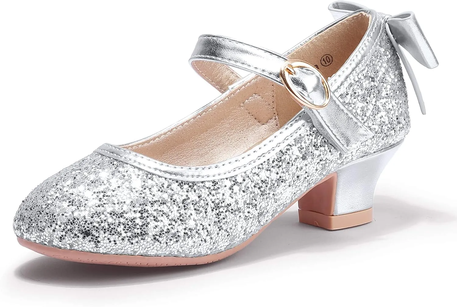 PANDANINJIA Girls Toddler/Little Kid Jada Dress Mary Jane Pumps Bow Low Heels Party Wedding Princess Shoes