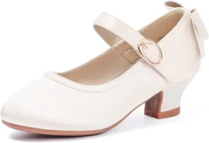 PANDANINJIA Girls Toddler/Little Kid Jada Dress Mary Jane Pumps Bow Low Heels Party Wedding Princess Shoes