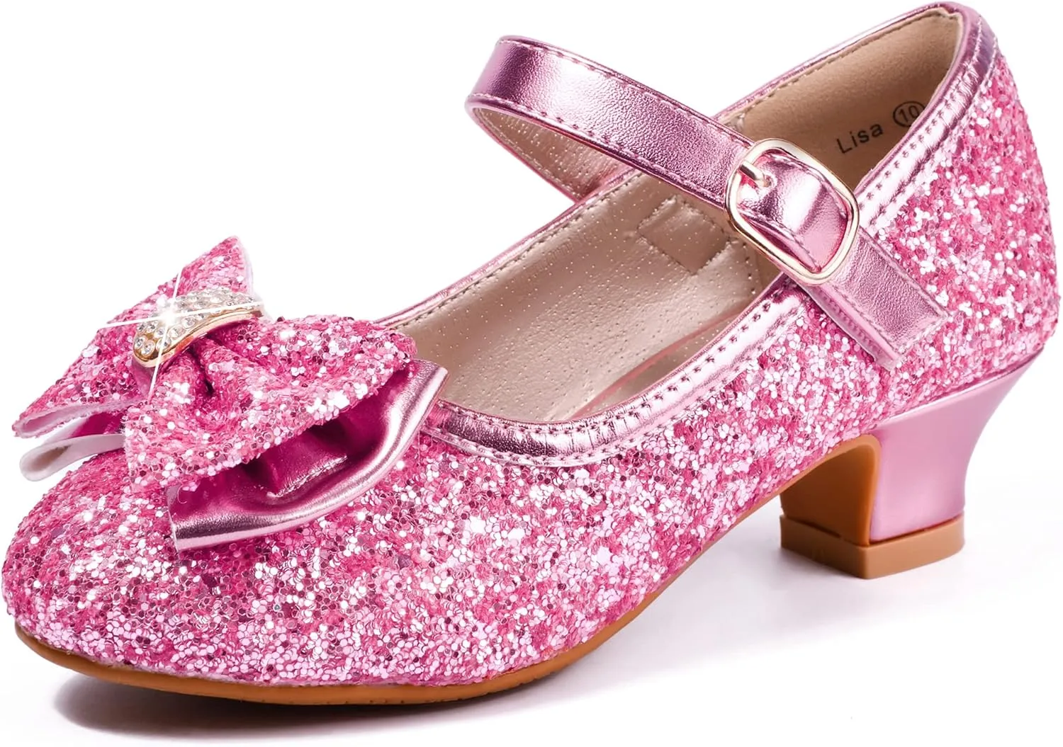 PANDANINJIA Girls Toddler/Little Kid Jada Dress Mary Jane Pumps Bow Low Heels Party Wedding Princess Shoes
