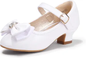PANDANINJIA Girls Toddler/Little Kid Jada Dress Mary Jane Pumps Bow Low Heels Party Wedding Princess Shoes