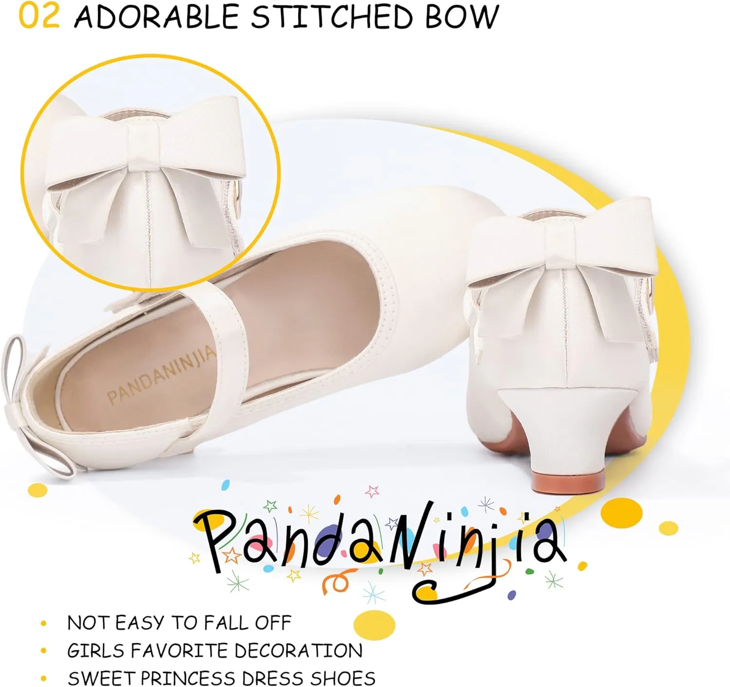 PANDANINJIA Girls Toddler/Little Kid Jada Dress Mary Jane Pumps Bow Low Heels Party Wedding Princess Shoes