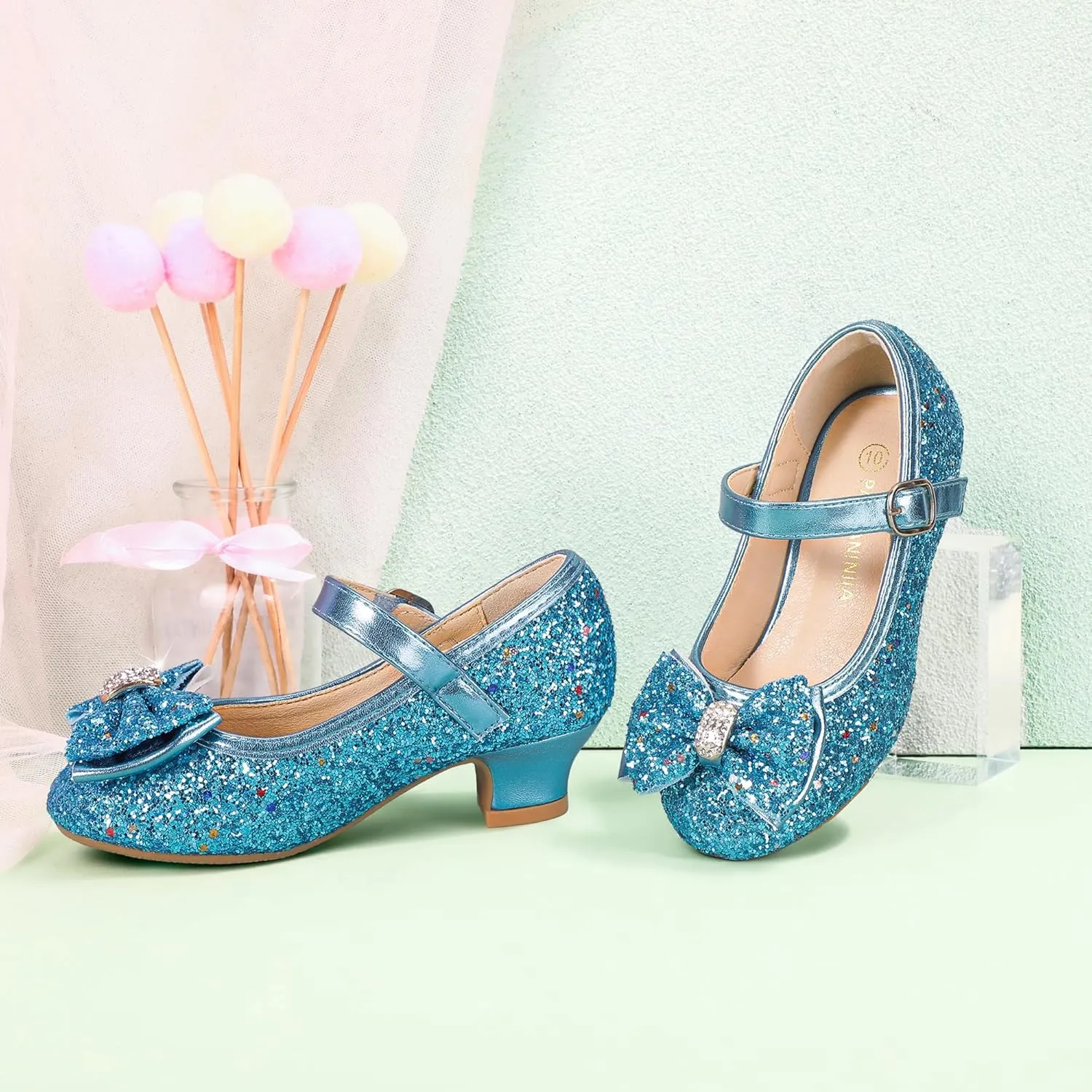 PANDANINJIA Girls Toddler/Little Kid Jada Dress Mary Jane Pumps Bow Low Heels Party Wedding Princess Shoes