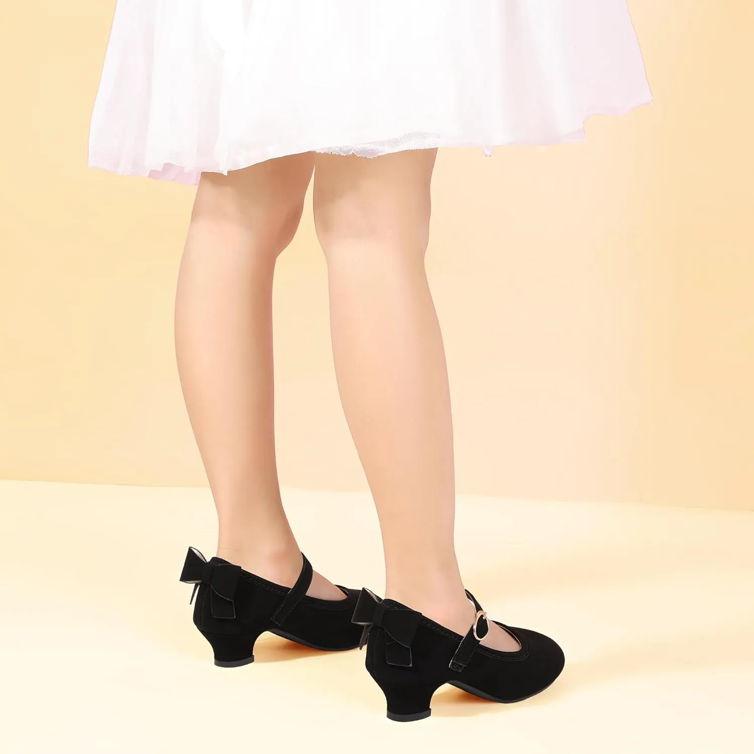 PANDANINJIA Girls Toddler/Little Kid Jada Dress Mary Jane Pumps Bow Low Heels Party Wedding Princess Shoes