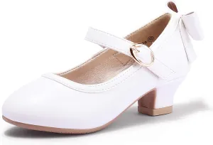 PANDANINJIA Girls Toddler/Little Kid Jada Dress Mary Jane Pumps Bow Low Heels Party Wedding Princess Shoes