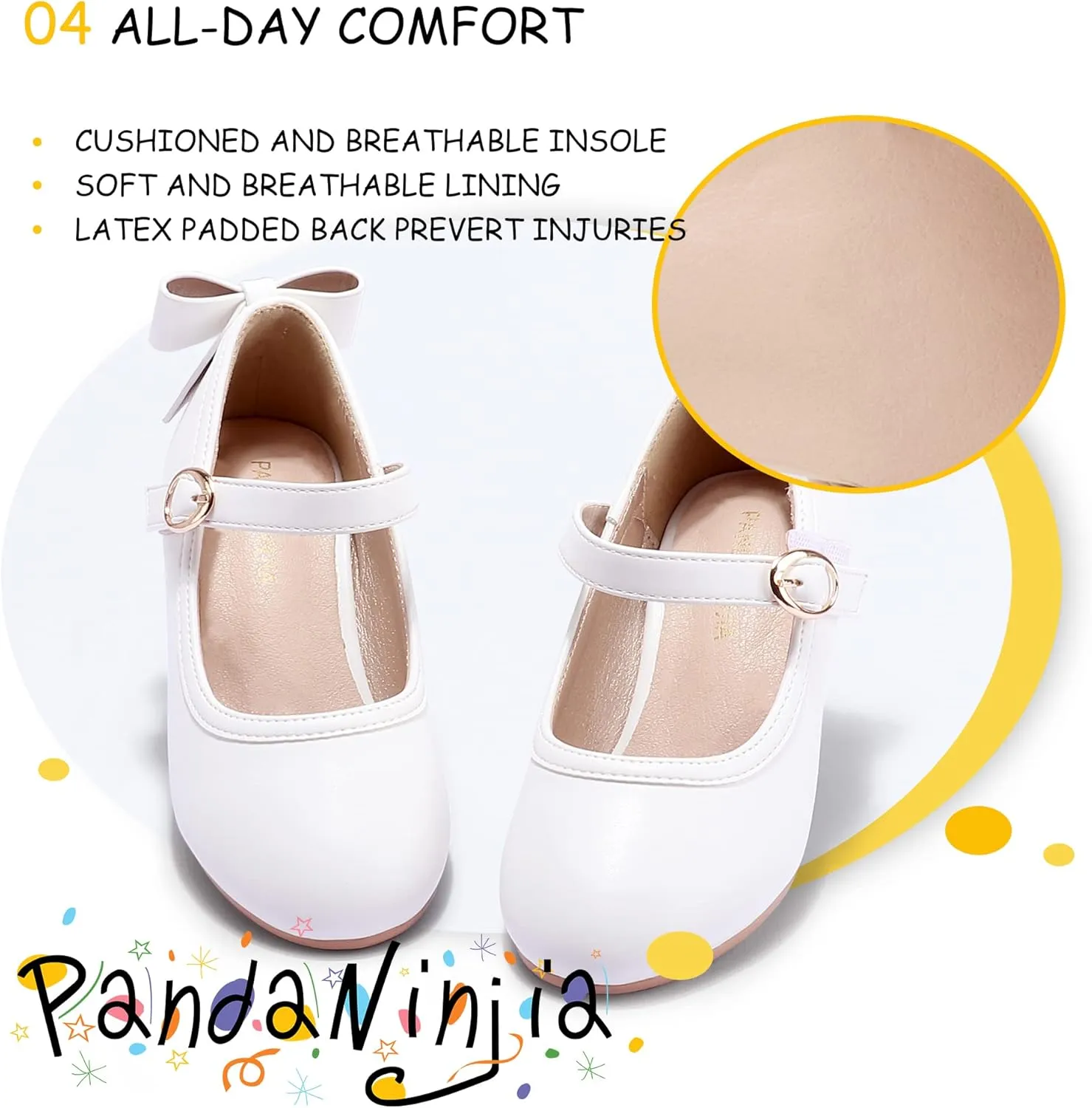 PANDANINJIA Girls Toddler/Little Kid Jada Dress Mary Jane Pumps Bow Low Heels Party Wedding Princess Shoes
