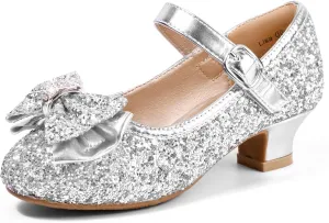 PANDANINJIA Girls Toddler/Little Kid Jada Dress Mary Jane Pumps Bow Low Heels Party Wedding Princess Shoes