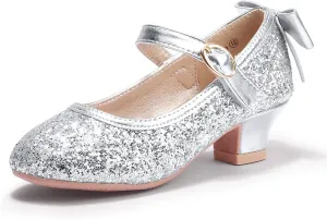 PANDANINJIA Girls Toddler/Little Kid Jada Dress Mary Jane Pumps Bow Low Heels Party Wedding Princess Shoes