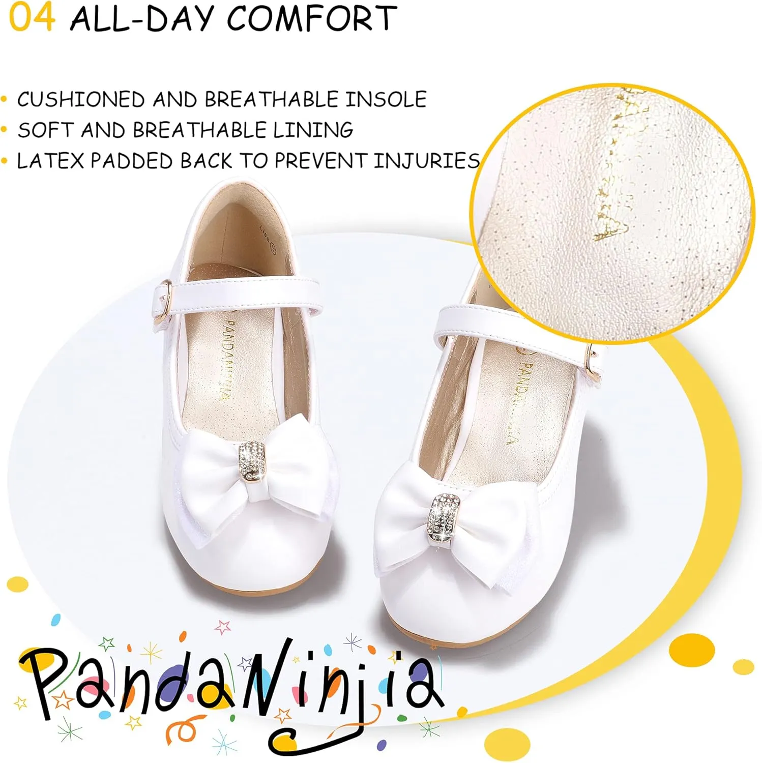 PANDANINJIA Girls Toddler/Little Kid Jada Dress Mary Jane Pumps Bow Low Heels Party Wedding Princess Shoes