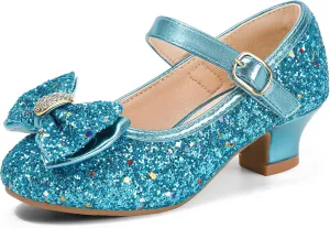 PANDANINJIA Girls Toddler/Little Kid Jada Dress Mary Jane Pumps Bow Low Heels Party Wedding Princess Shoes
