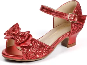 PANDANINJIA Wendy Girls Heels Dress Shoes Flower Girl Mary Jane Sandals Wedding Party Princess Shoes for Toddler Little Kid Big Kid